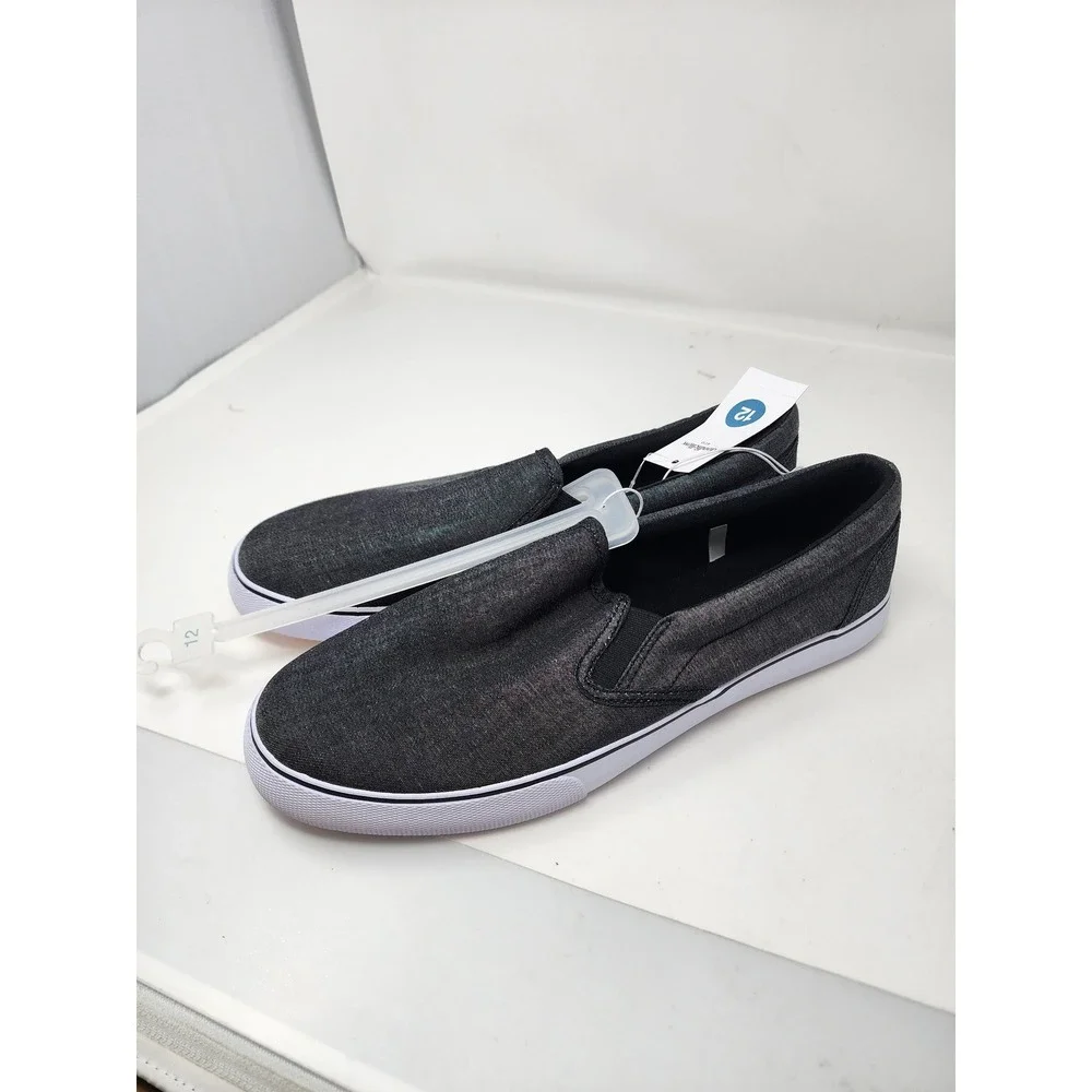Goodfellow & Co Mens Low Top Slip On Sneakers Gray Canvas Casual Size 12
